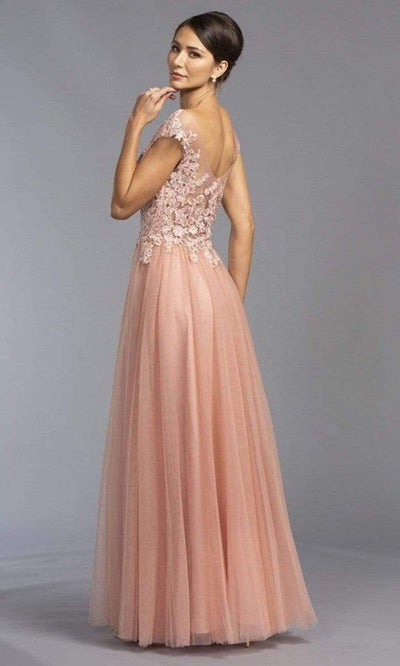 Trevi Collection - M2137 Embroidered Scoop Neck A-Line Dress Mother of the Bride Dresses