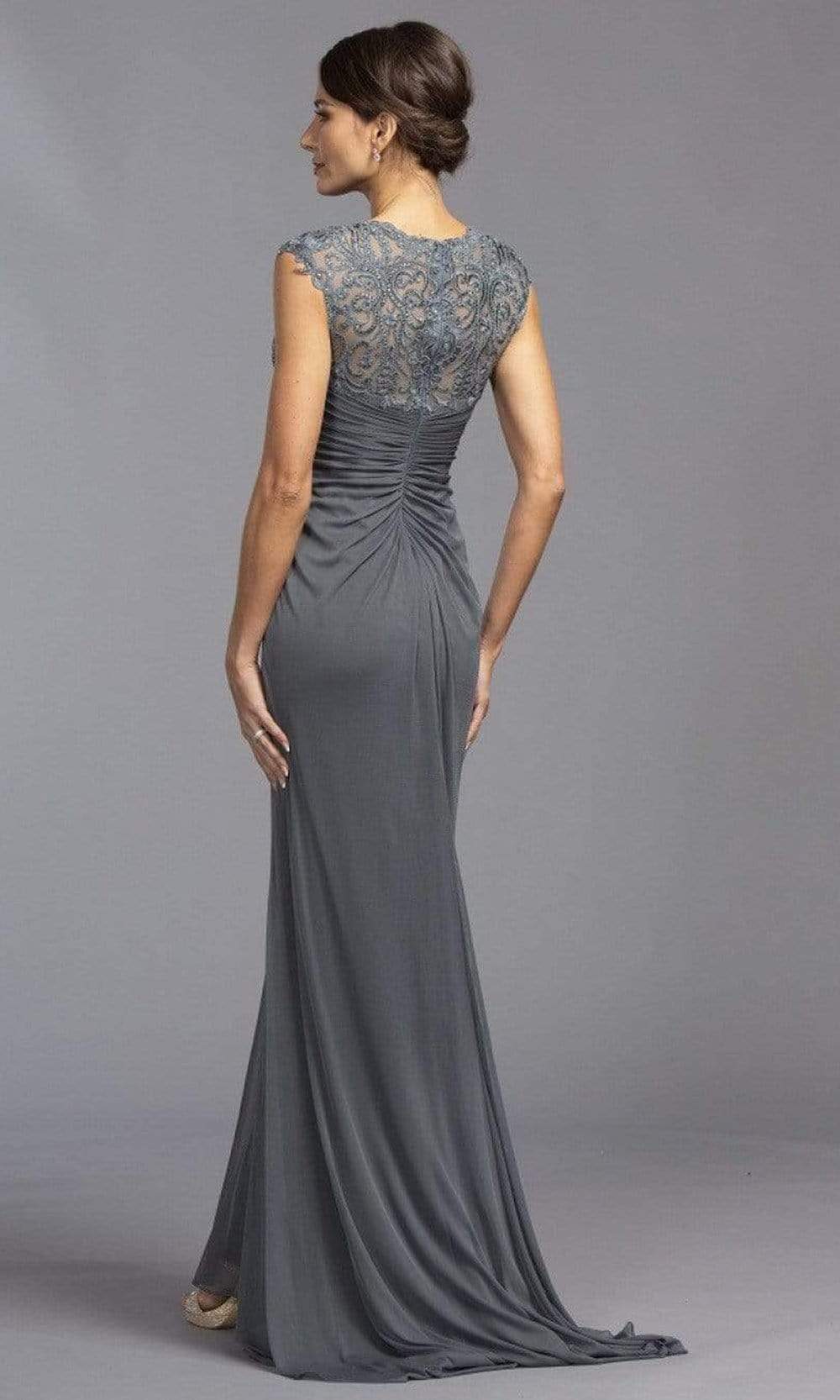 Trevi Collection - M2274 V Neck Embroidered Ruched Dress Mother of the Bride Dresses