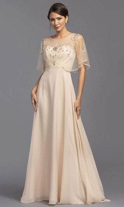 Trevi Collection - M2276 Modest Feminine Soft A-Line Dress Mother of the Bride Dresses XXS / Champagne