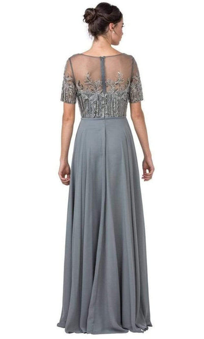 Trevi Collection - M2285 Short Sleeve Bedazzled A-Line Dress Mother of the Bride Dresses