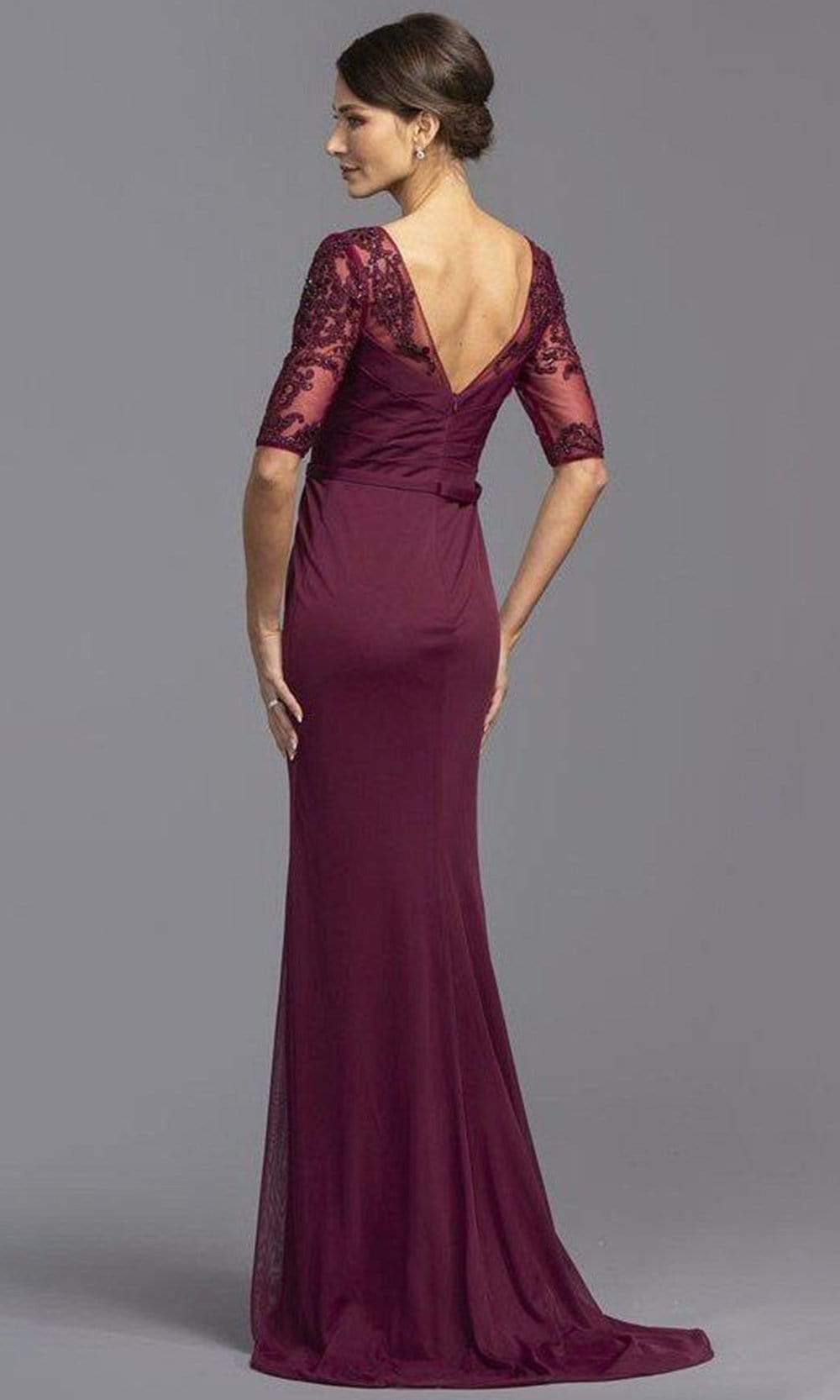 Trevi Collection - M2322 Sheer Sleeve Embroidered Sheath Dress Mother of the Bride Dresses