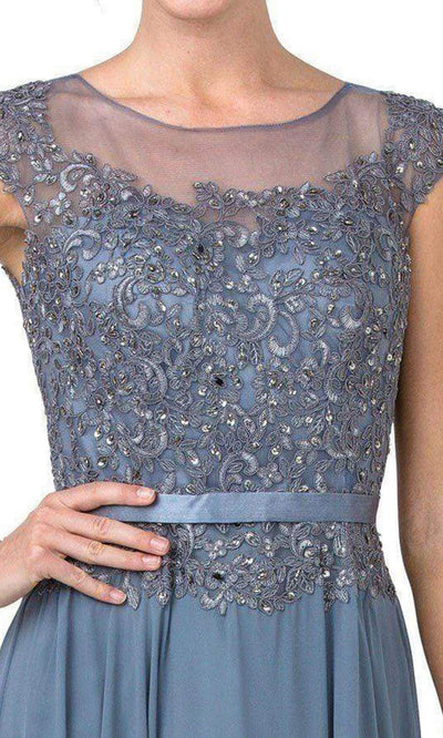 Trevi Collection - M2339 Cap Sleeve Embroidered A-Line Dress Mother of the Bride Dresses