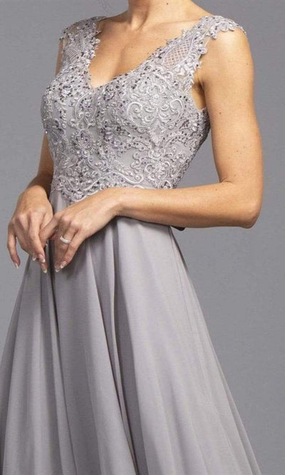 Trevi Collection - M2341 Sleeveless Embroidered A-Line Gown Evening Dressses
