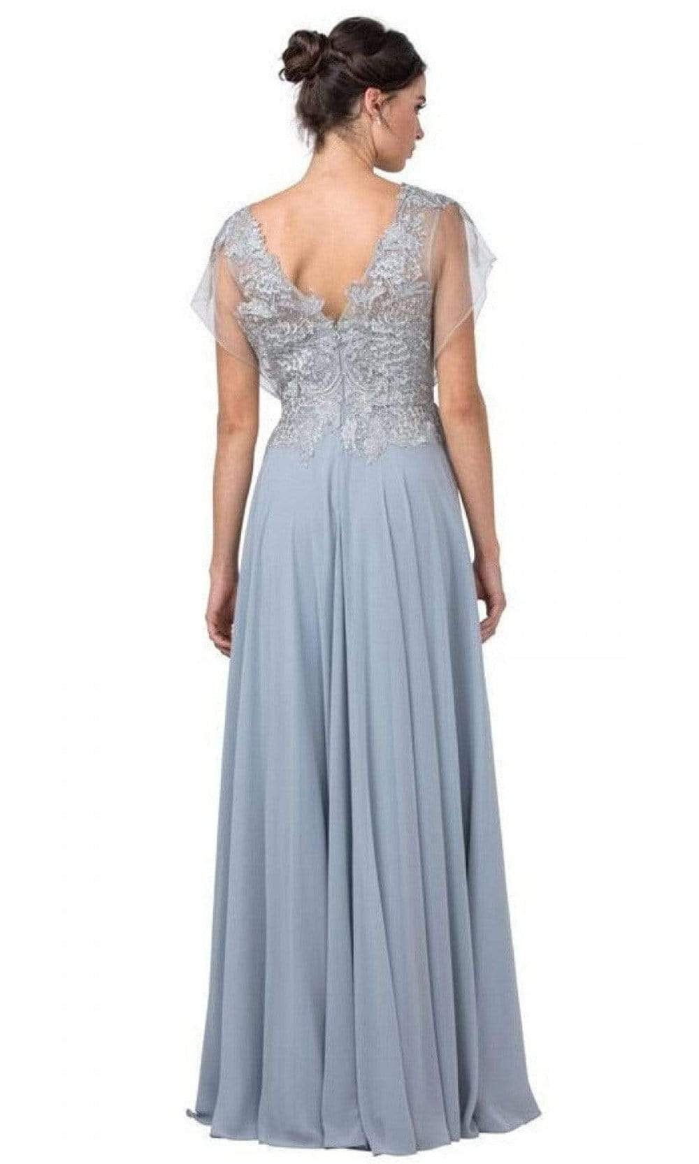 Trevi Collection - M2386 Mesh Sleeve Embroidered Dress Mother of the Bride Dresses