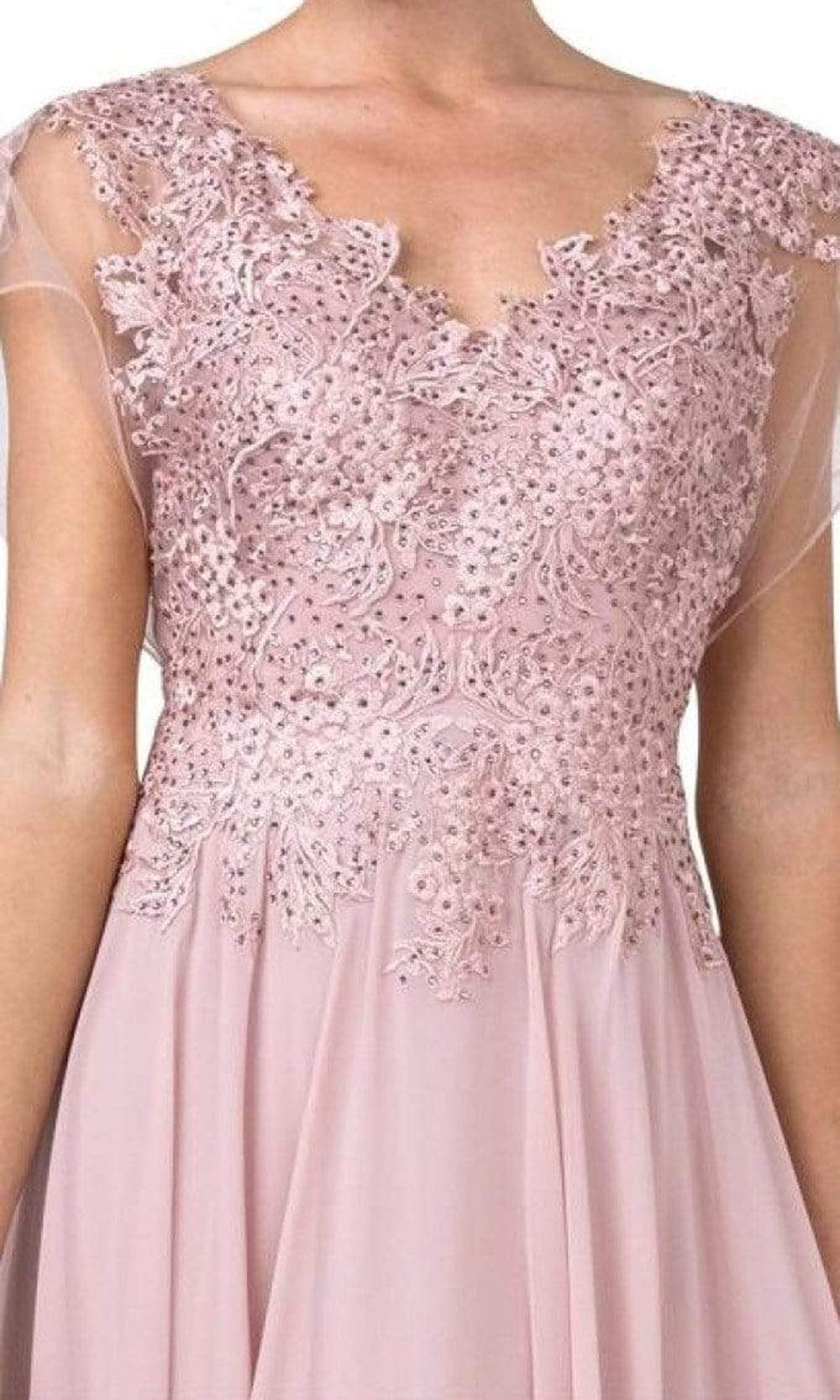 Trevi Collection - M2386 Mesh Sleeve Embroidered Dress Mother of the Bride Dresses