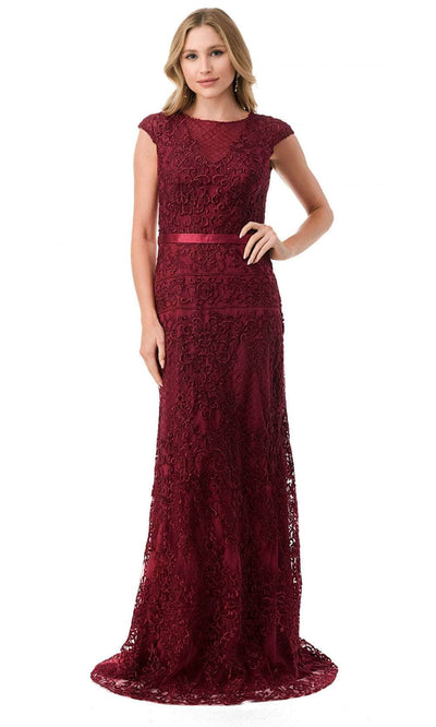 Trevi Collection M2732 - Embroidered Formal Dress XS / Burgundy