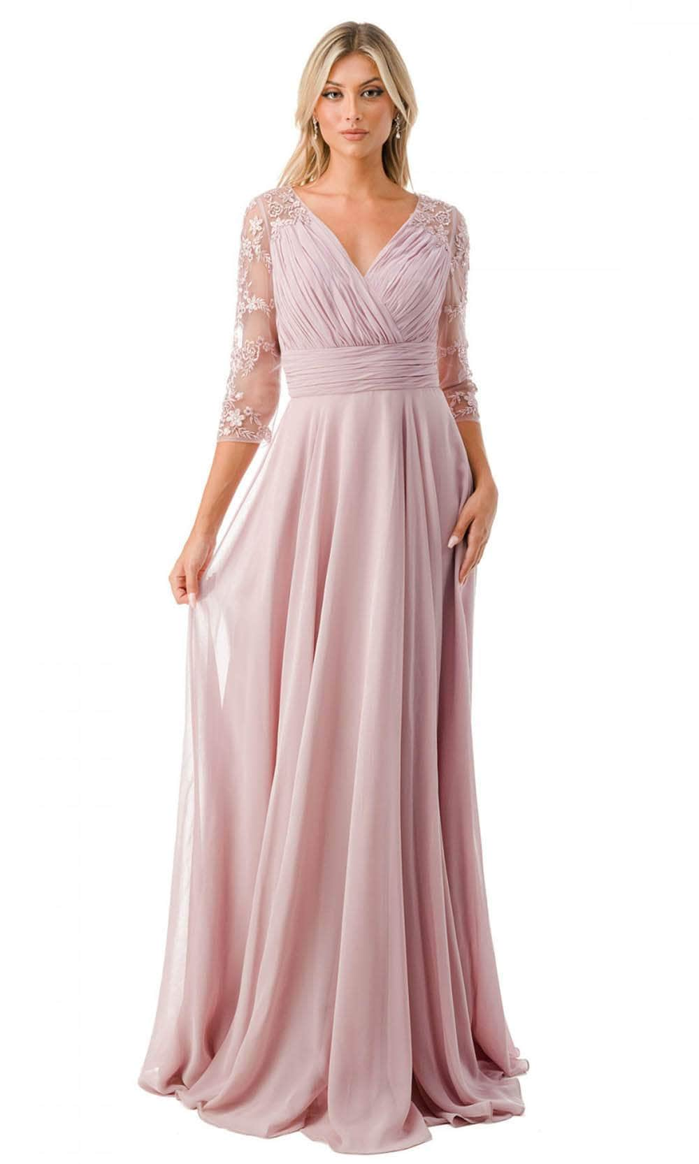 Trevi Collection M2733F - Quarter Sleeve Prom Dress XS / Mauve