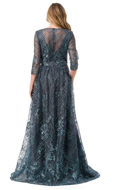 Trevi Collection M2735F - Lattice Print Evening Gown