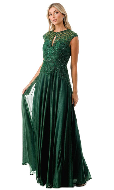 Aspeed Design M2736Y - Illusion Cap Sleeve Evening Dress Special Occasion Dresses XXS / Hunter Gre