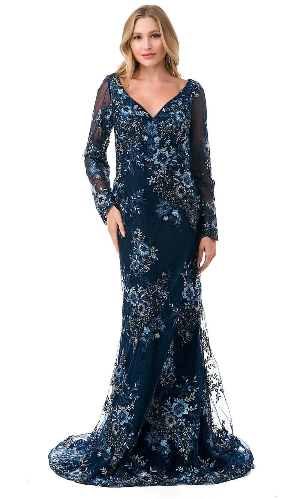 Trevi Collection M2768F - Mermaid Evening Dress XS / Navy