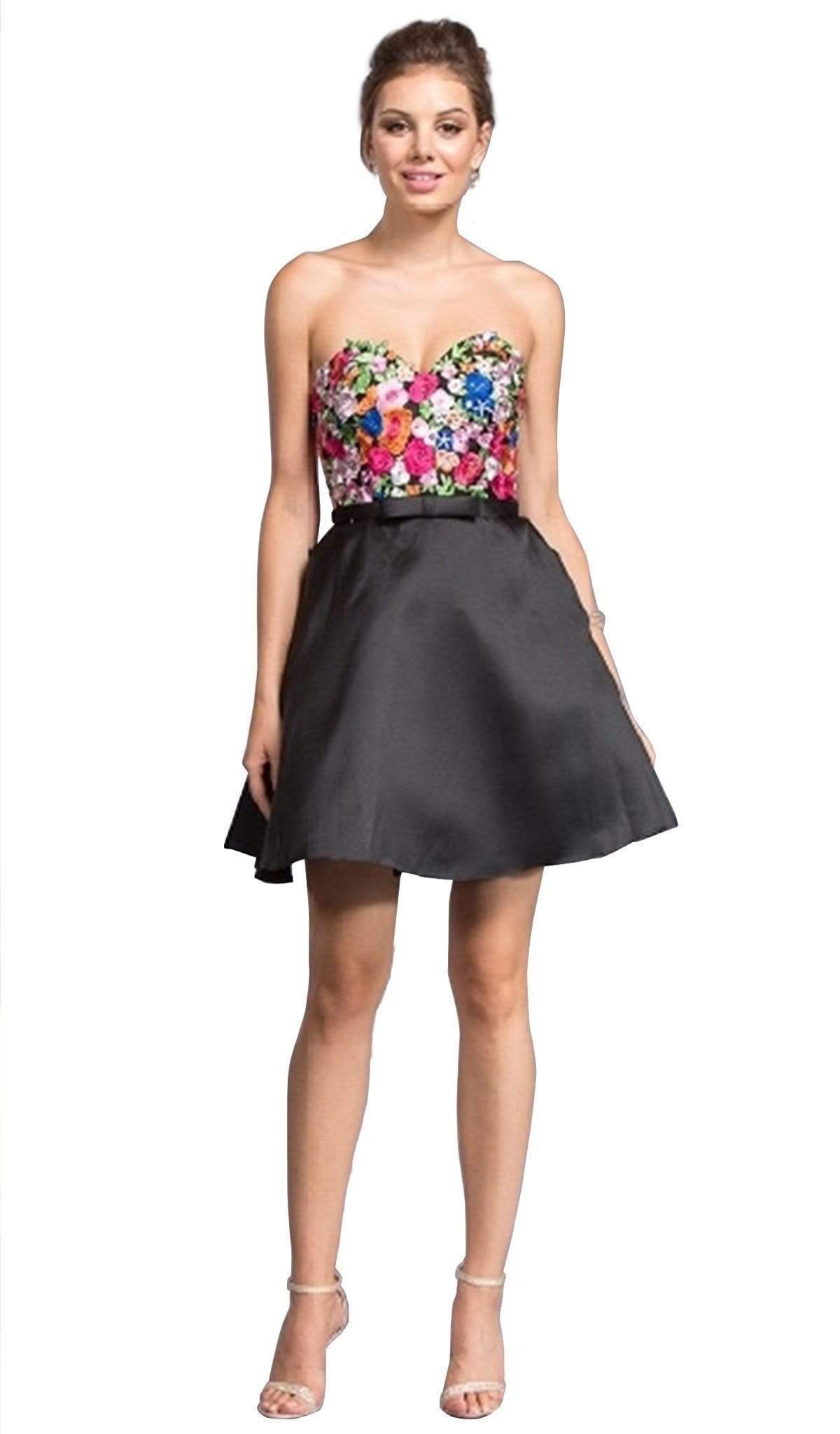 Trevi Collection Multi-Colored Embroidered Homecoming Dress Homecoming Dresses XXS / Black