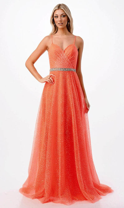 Trevi Collection P2105 - Beaded Prom Gown XS / Orange