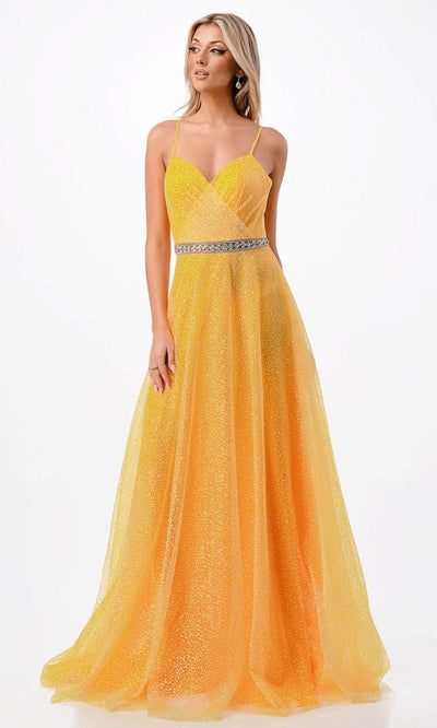 Trevi Collection P2105 - Beaded Prom Gown XS / Yellow