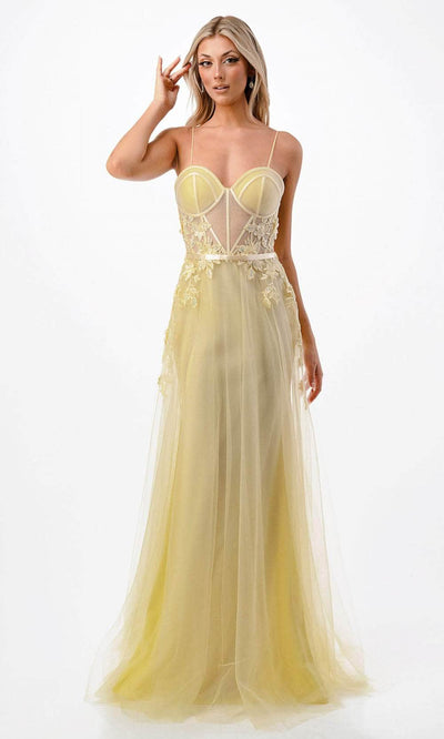 Trevi Collection P2110 - Embellished Prom Dress XS / Yellow