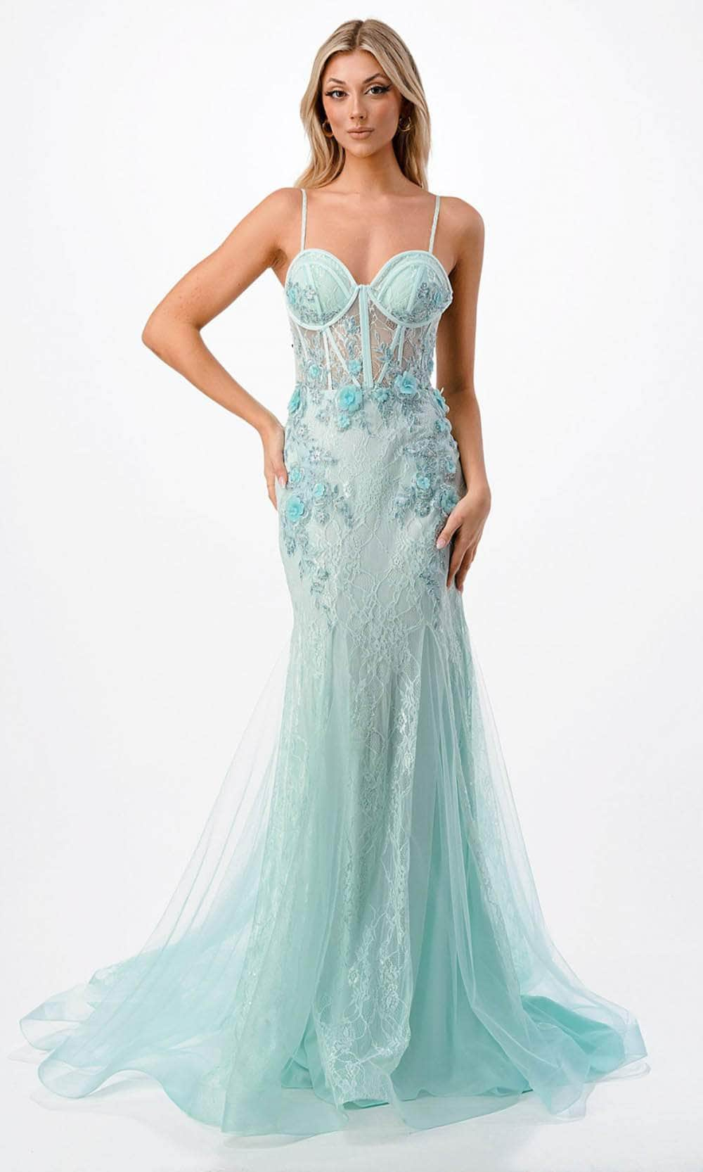 Trevi Collection P2120 - Bustier Bodice Prom Gown XS / Mint