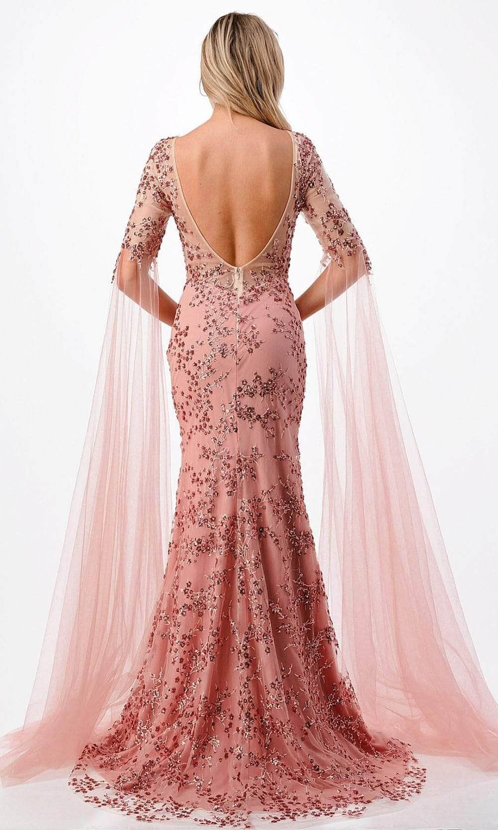 Trevi Collection P2221 - Cape Sleeve Mermaid Evening Gown Mother of the Bride Dresses