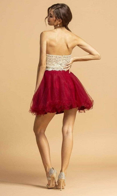 Aspeed Design S2086 - Embellished Sweetheart Cocktail Dress Homecoming Dresses XS / Burgundy