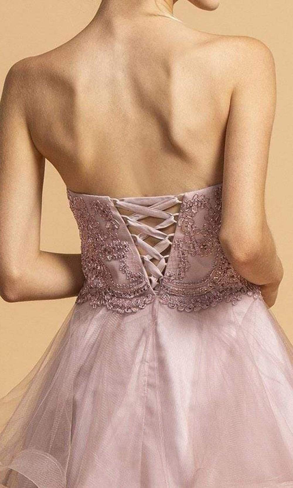 Trevi Collection - S2088 Short Sweetheart Lace Bodice Dress Homecoming Dresses