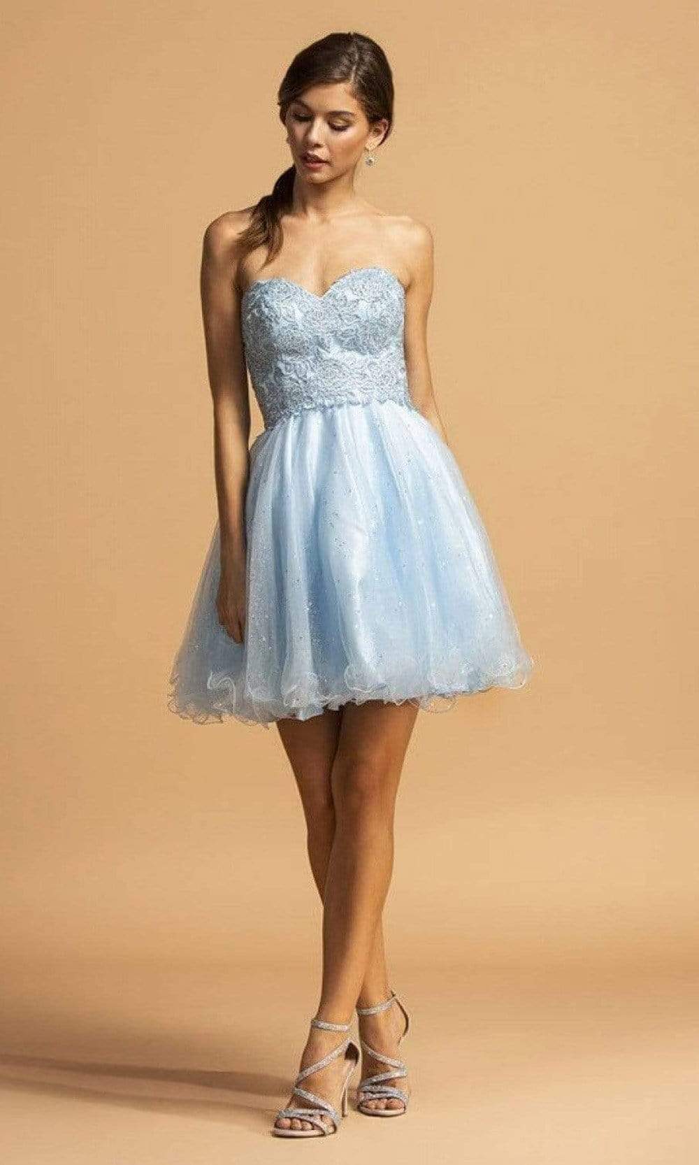 Trevi Collection - S2125 Sweetheart A-Line Cocktail Dress Homecoming Dresses XXS / Ice Blue