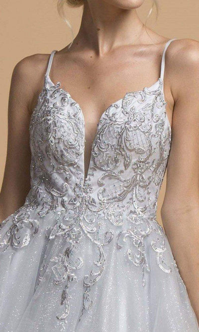 Trevi Collection - S2257 Spaghetti Strap Embroidered A-Line Dress Homecoming Dresses