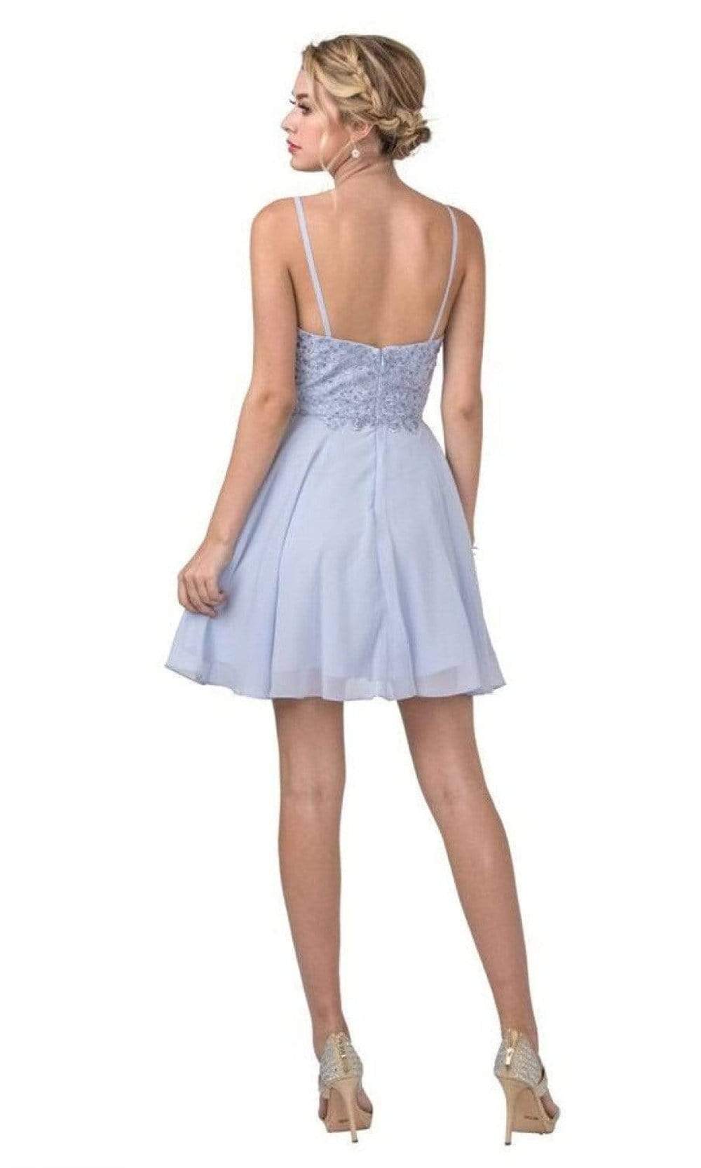 Trevi Collection - S2292 Modified V-Neck A-Line Cocktail Dress Homecoming Dresses