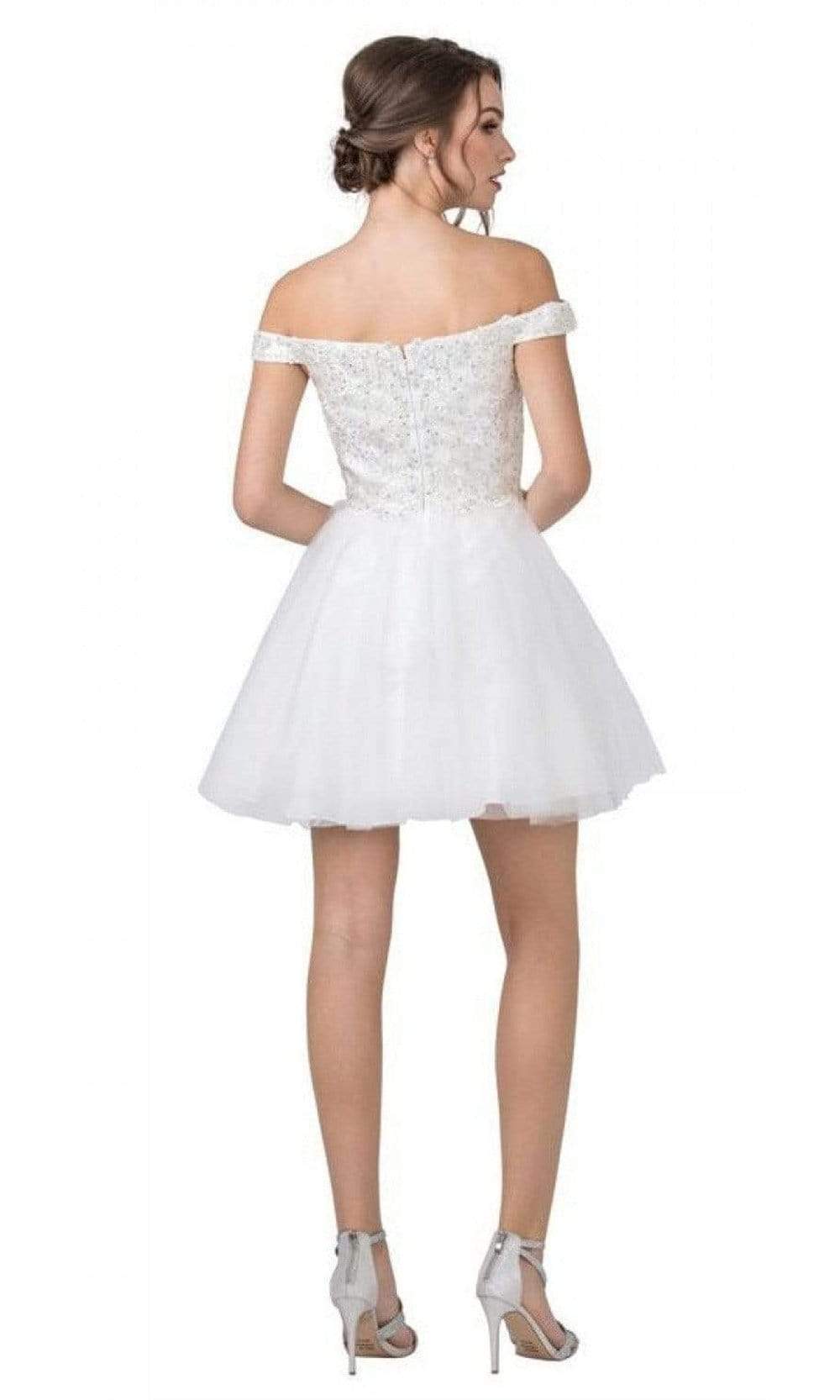 Trevi Collection - S2323 Beaded Off Shoulder Tulle Dress Homecoming Dresses