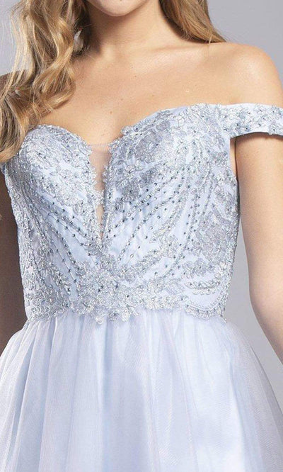 Trevi Collection - S2323 Beaded Off Shoulder Tulle Dress Homecoming Dresses