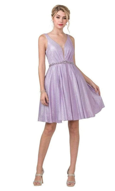 Trevi Collection - S2337 Glitter V-Neck Cocktail Dress Homecoming Dresses L 