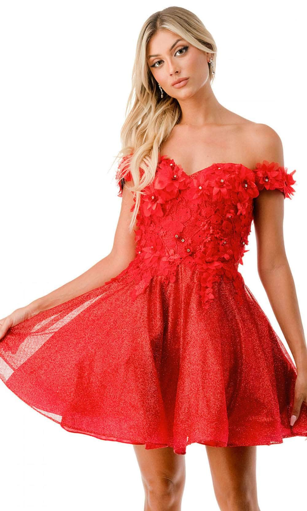 Trevi Collection S2721 - A-Line Cocktail Dress XS / Red