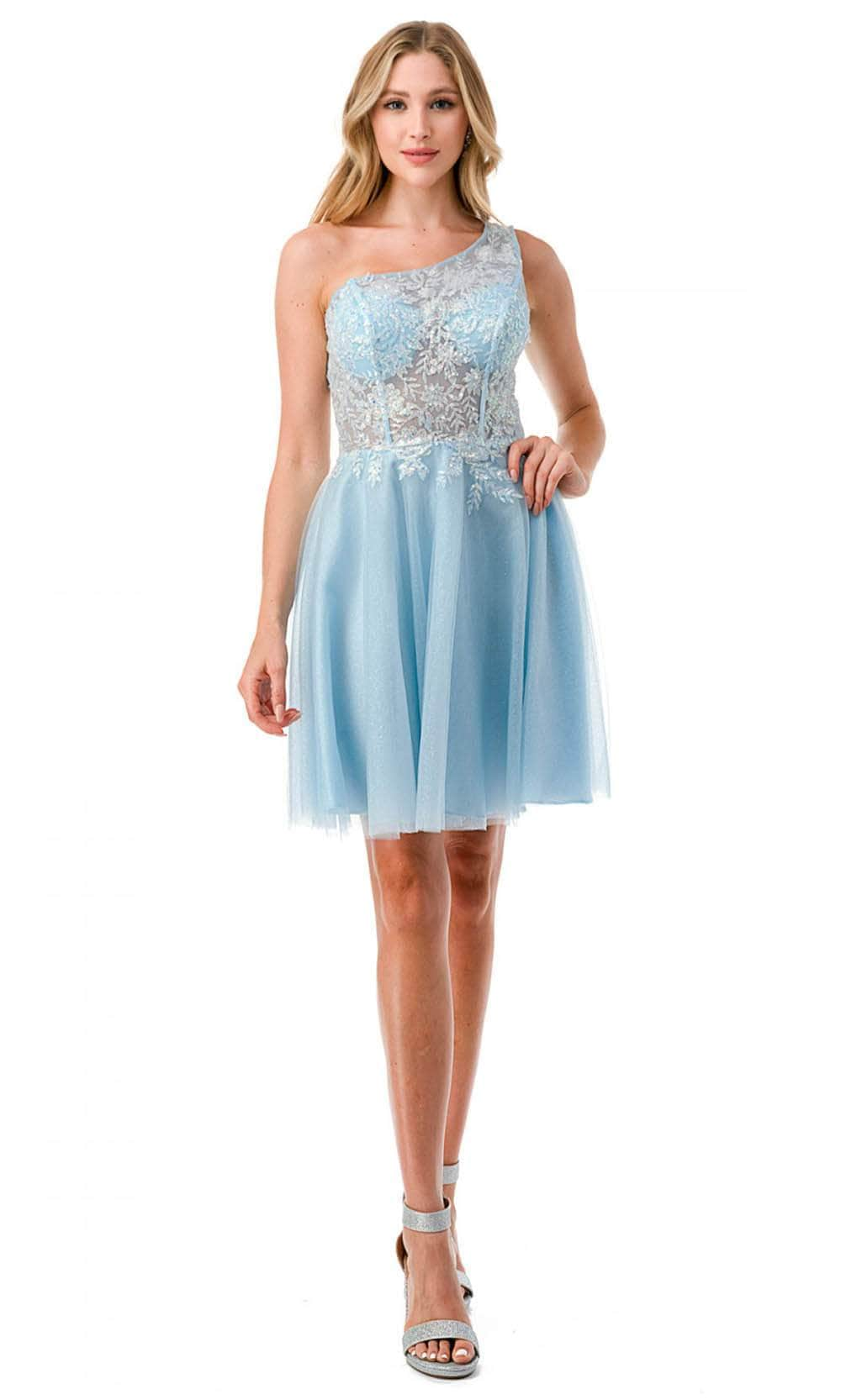 Trevi Collection S2723 - A-Line Cocktail Dress XS / Light-Blue