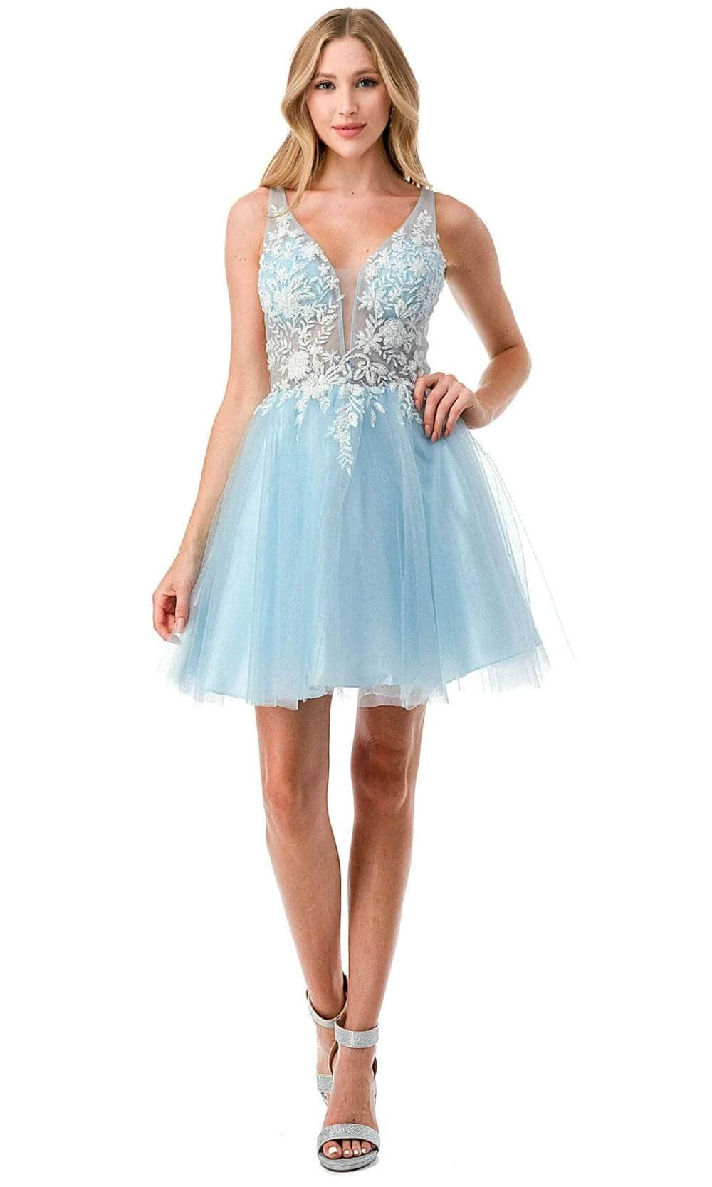 Trevi Collection S2724 - A-Line Homecoming Dress XS / Light Blue