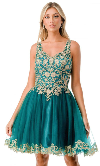 Trevi Collection S2738J - A-Line Homecoming Dress XXS / Emerald