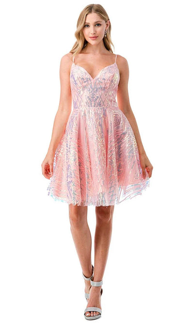 Trevi Collection S2743M - Pattern Homecoming Dress XS / Pink