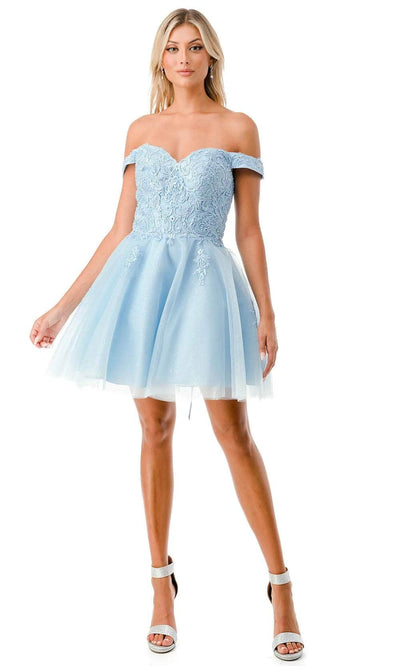 Trevi Collection S2752C - Layered Skirt Homecoming Dress XXS / Light Blue