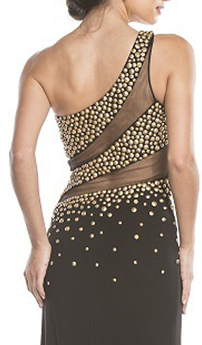 Asymmetrical Embellished Sheer Evening Dress Dress