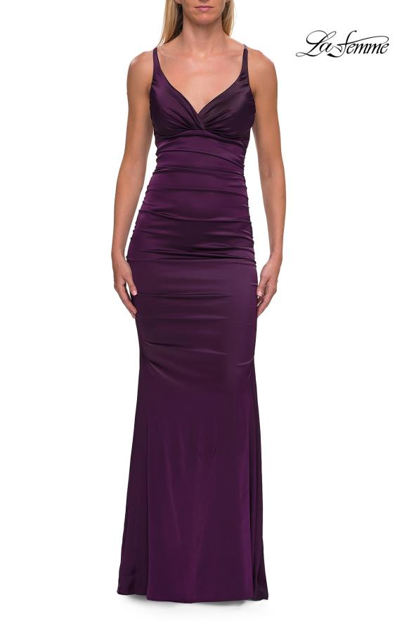 La Femme 33611 - V-Neckline Long Fitted Gown