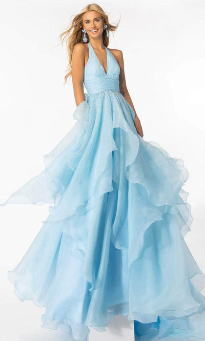 Ava Presley 39560 - Ruffled A-Line Prom Gown Prom Dresses 00 / Light Blue