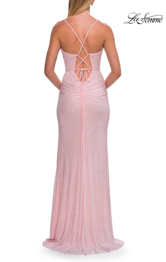 La Femme 33459 - Fully Beaded Cowl Neckline Dress with Slit