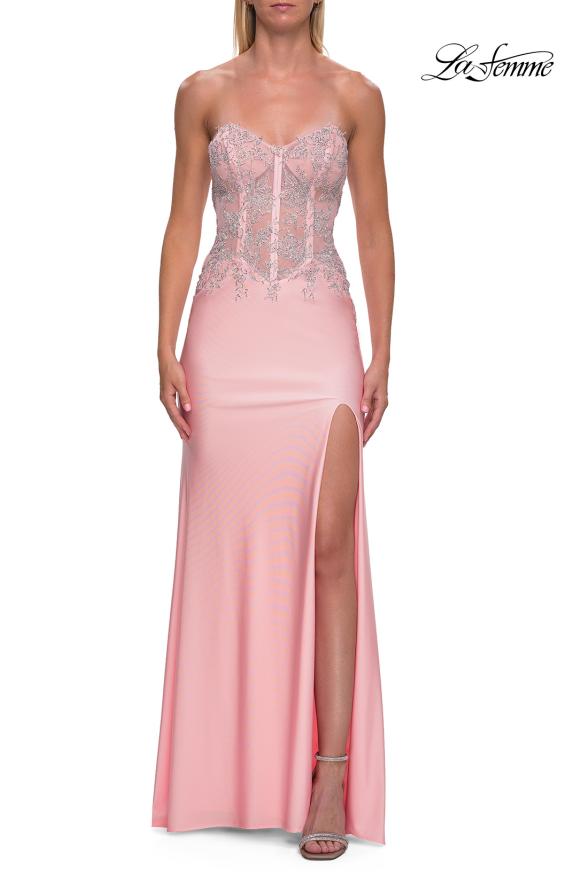 La Femme 33398 - Sweetheart Illusion Corset Prom Dress