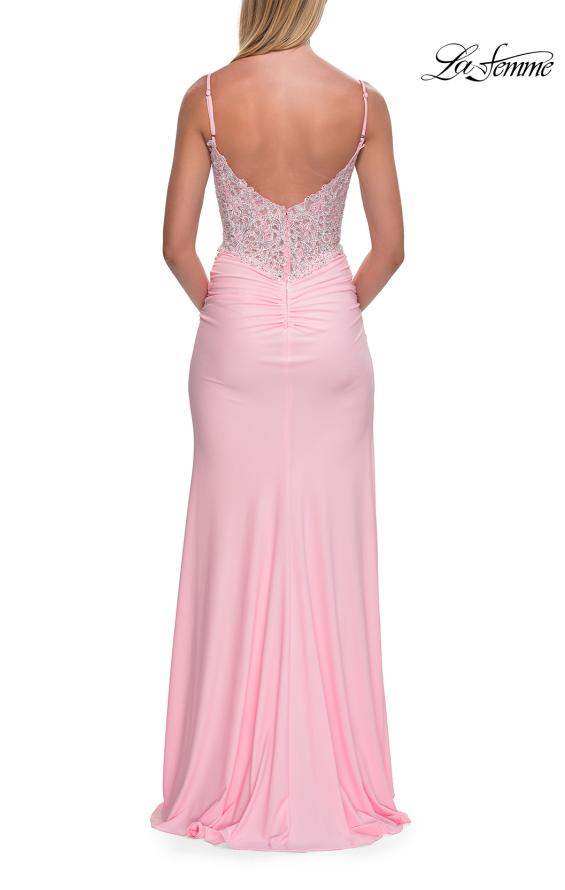 La Femme 33439 - Spaghetti Strap V-Back Embellished Dress