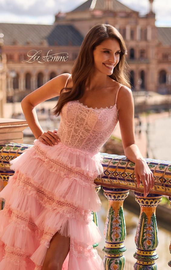 La Femme 33493 - Scoop Neckline Ruffle A-Line Gown