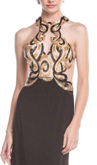 Bead Embellished Halter Sheath Evening Dress Evening Dresses