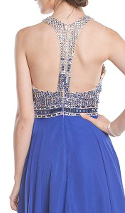 Beaded Illusion Halter A-Line Evening Dress Dress