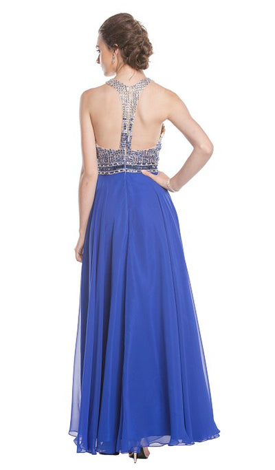 Beaded Illusion Halter A-Line Evening Dress Dress