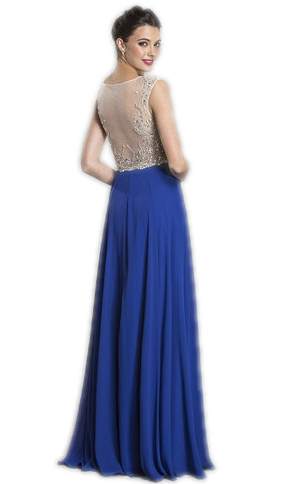 Beaded Sheer A-Line Evening Dress Dress