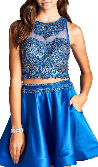 Beaded Two Piece A-line Homecoming Dress Homecoming Dresses