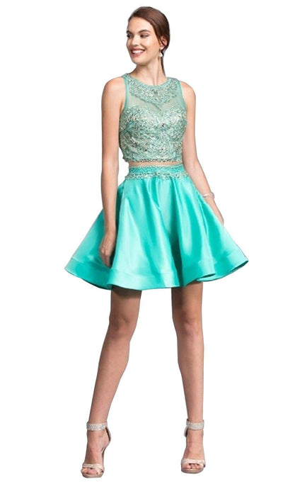 Beaded Two Piece A-line Homecoming Dress Homecoming Dresses XXS / Jade