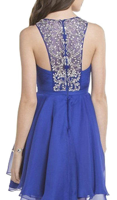 Bedazzled Halter Neck Homecoming A-line Dress Cocktail Dresses