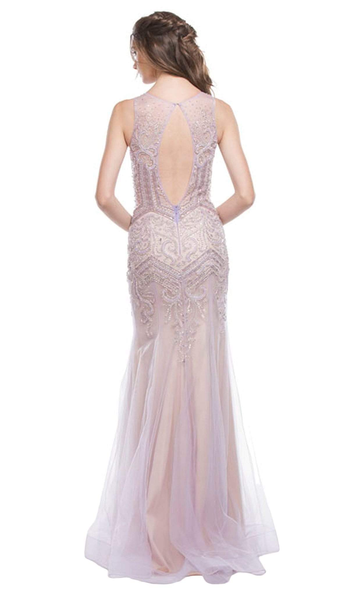 Bedazzled Illusion Bateau Sheath Evening Dress Dress