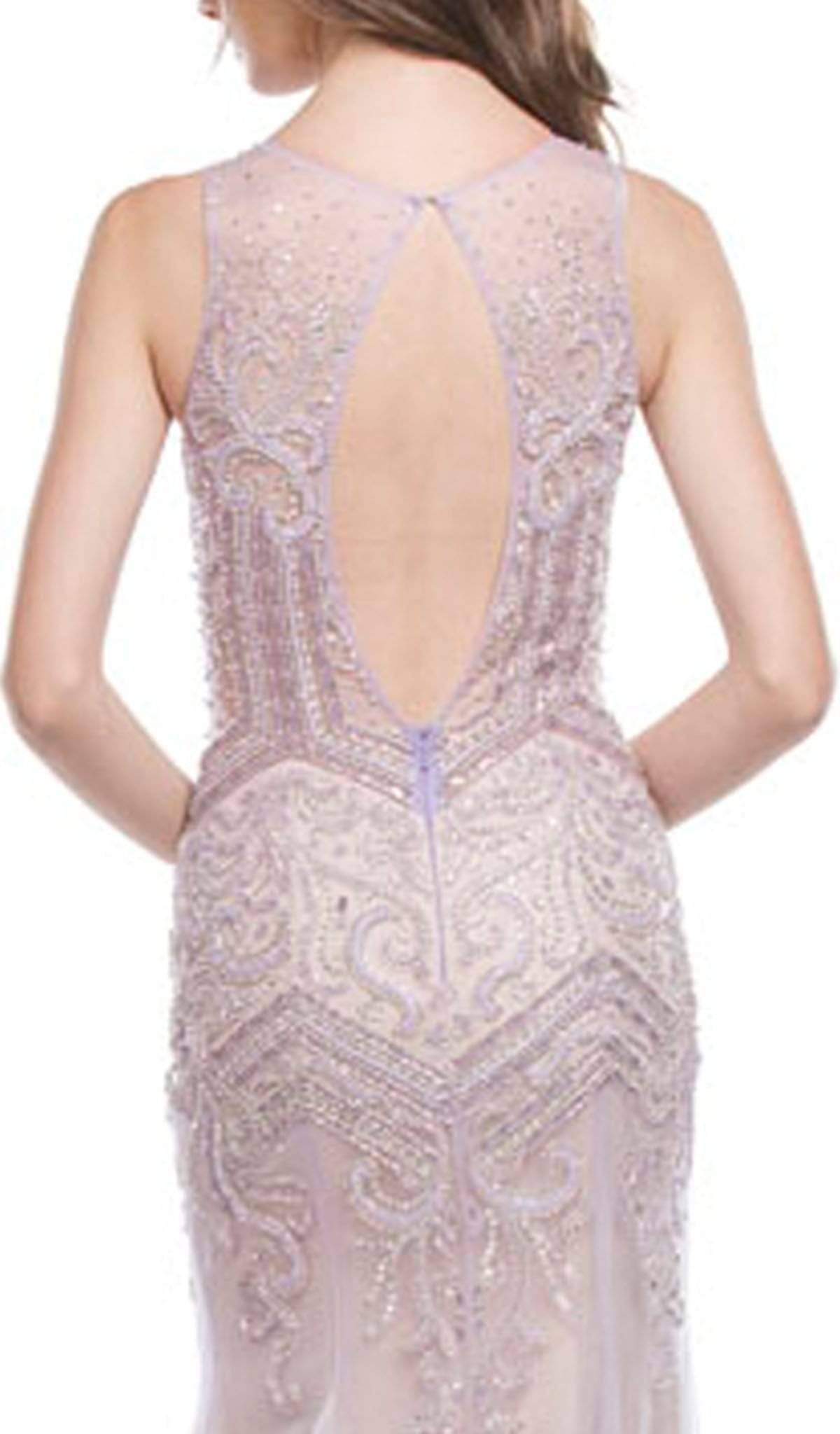 Bedazzled Illusion Bateau Sheath Evening Dress Dress